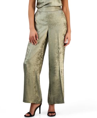 Petite Wide Leg Foil Pants