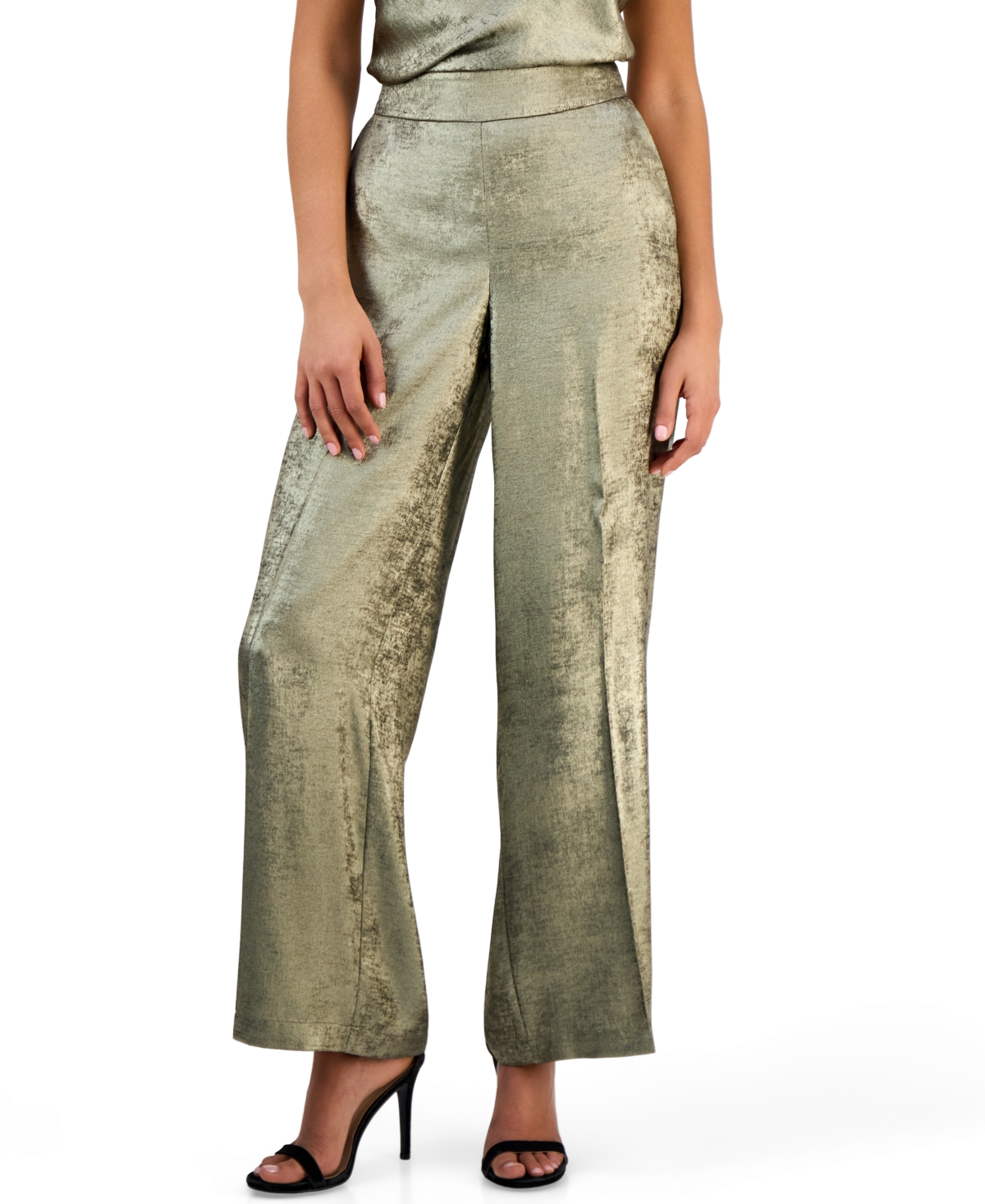 Tahari Petite Wide Leg Foil Pants