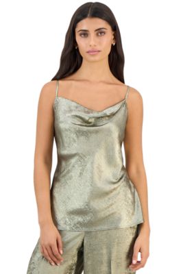 Petite Foil Cowl-Neck Tank Top