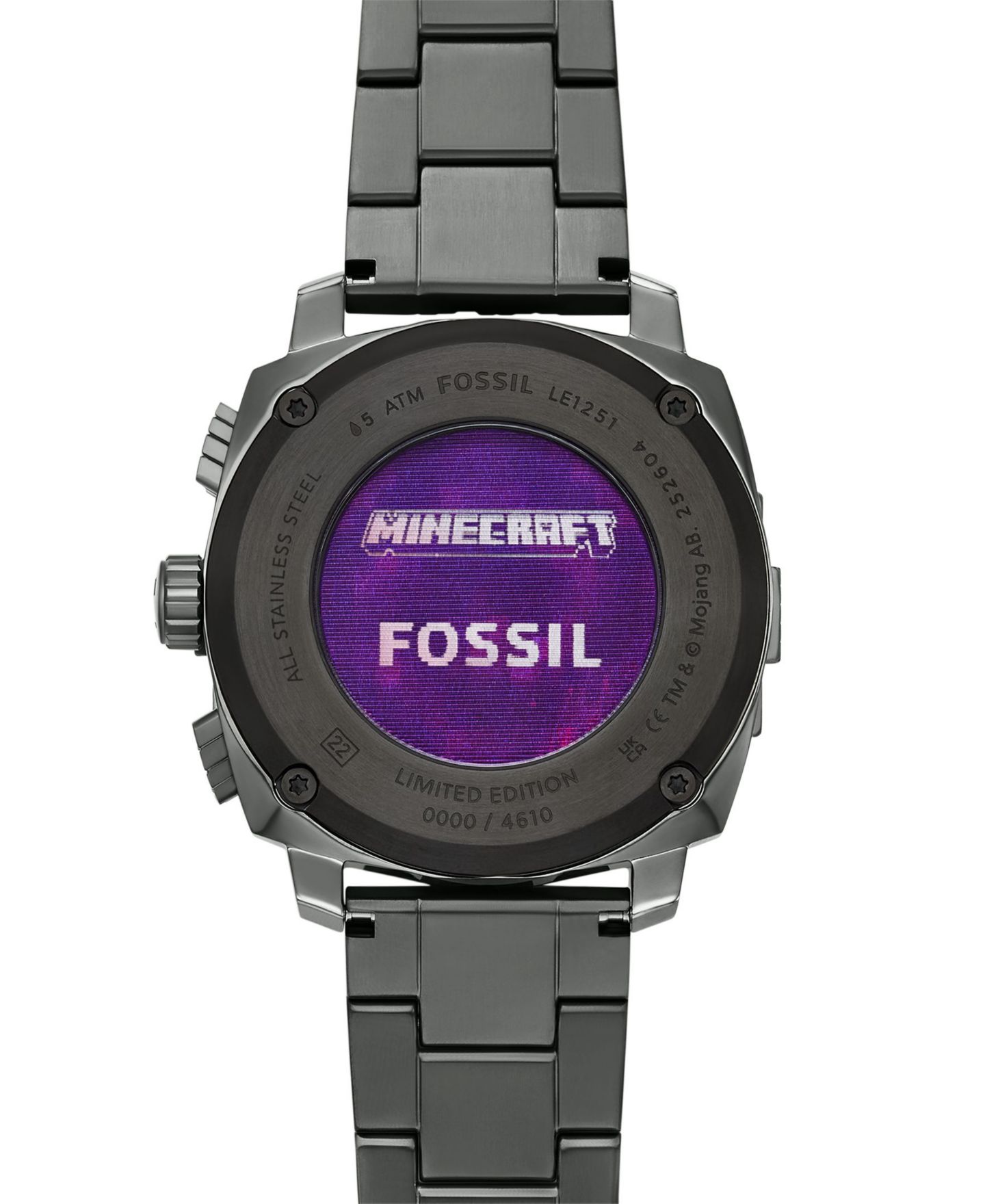 Женские часы Fossil Quartz Minecraft The Nether Chronograph Stainless Steel Watch 44mm — фото 4