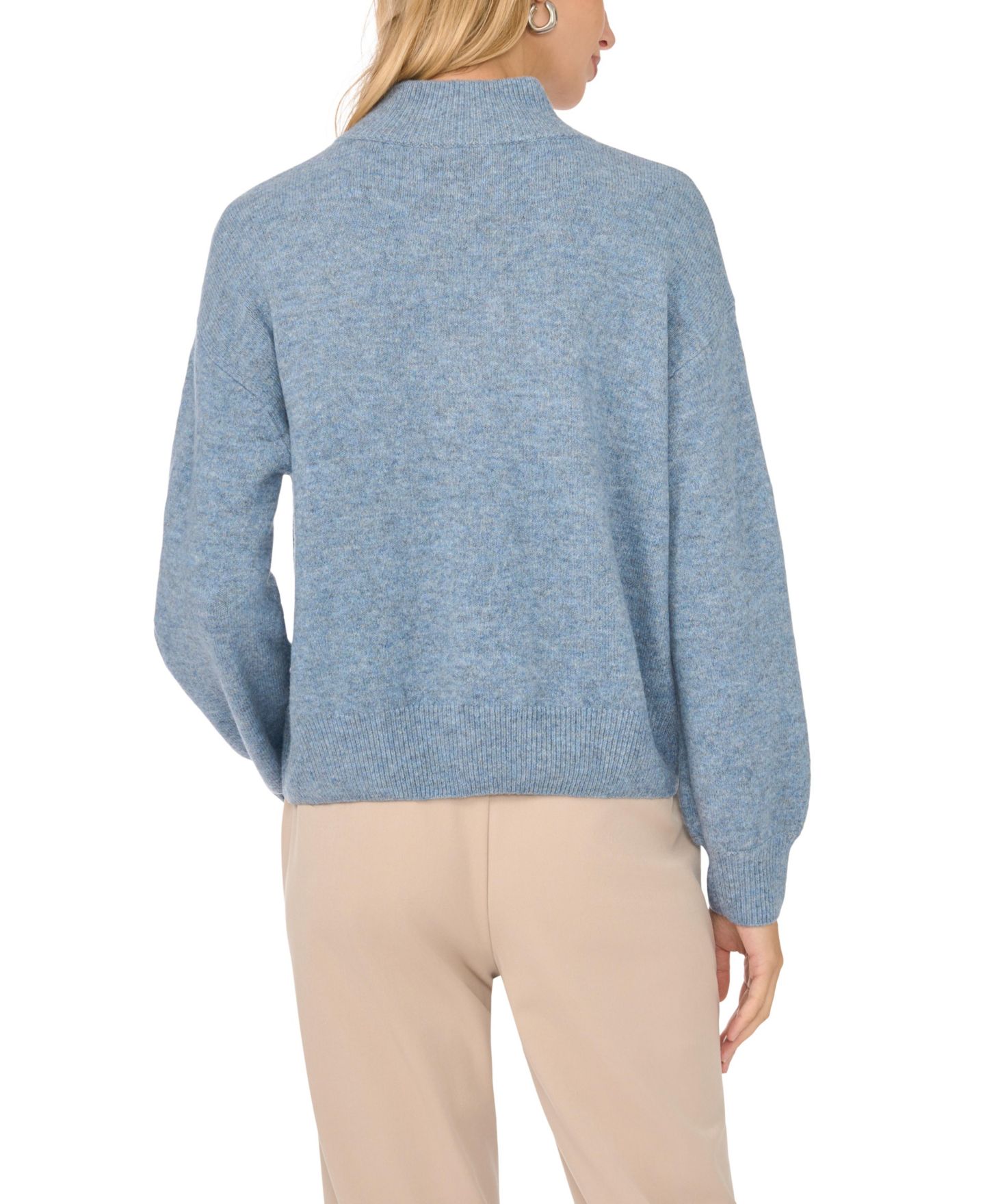 Женский свитер Vince Camuto Quarter-Zip Mock-Neck, цвет: Джинсовый меланжевый — фото 4