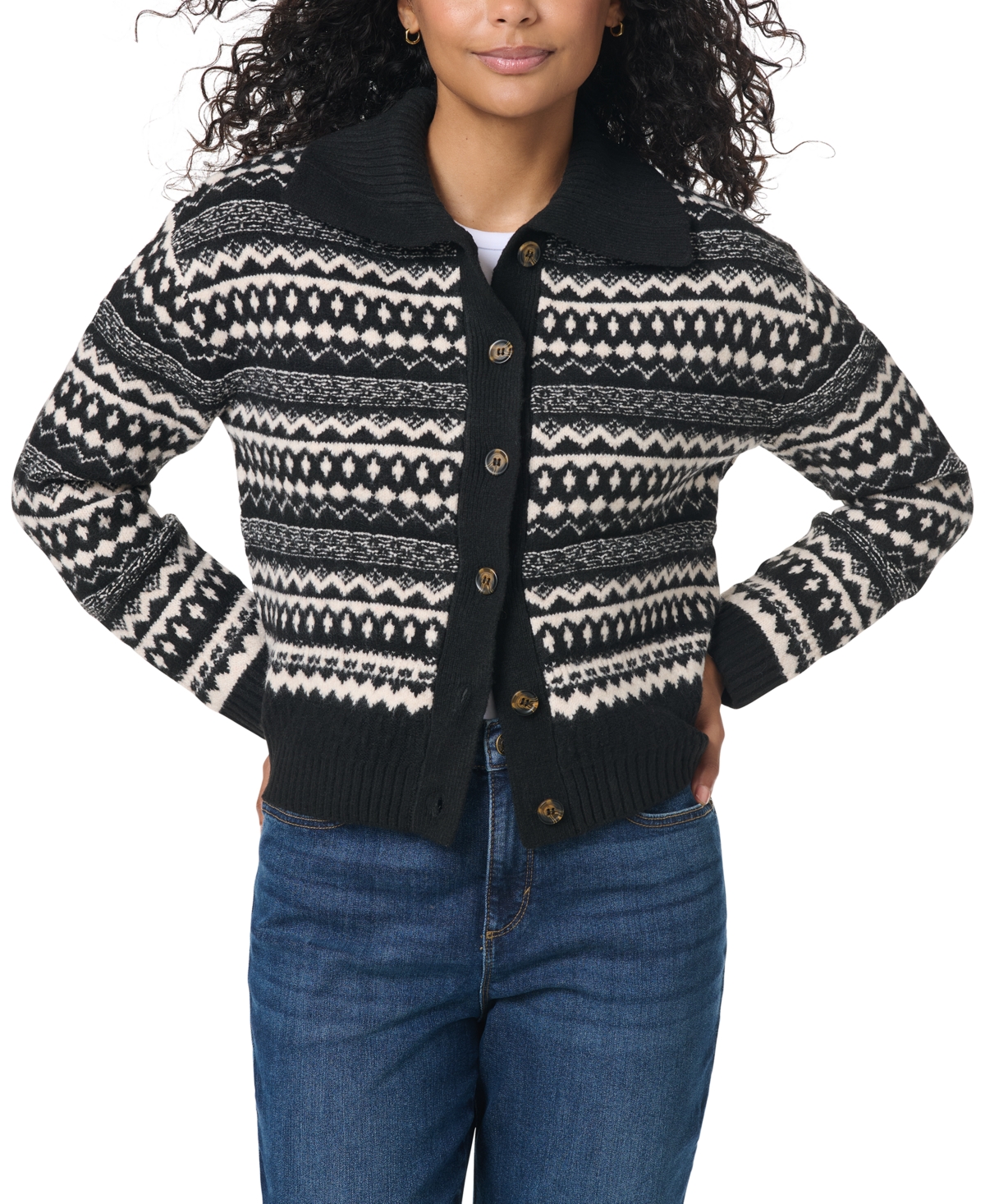 Gloria Vanderbilt Women's Cozette Fair Isle Long Sleeve Cardigan Sweater