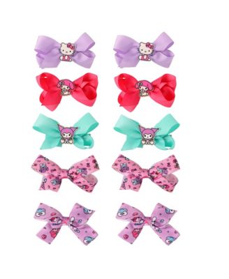 Girls' Hello Kitty and Friends Officially Licensed Alligator Clip Hair Bow Clips, 10-Piece Set