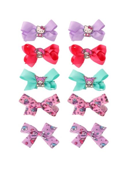 Аксессуары для волос Hello Kitty and Friends Officially Licensed Alligator Clip Hair Bow Clips, 10-Piece Set для девочек, цвет: Фиолетовый