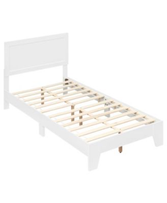 Twin Size Bed Frame with Headboard for Small Room No Box Spring Needed
