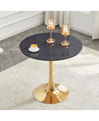 Round Tulip Dining Table, 31.5" Faux Marble Bistro Table for Small Spaces