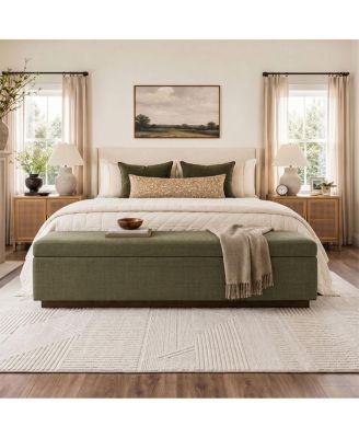 End of Bed Storage Bench, 70" Upholstered Lift-Top Ottoman Bench, Hidden Storage, Performance Fabric
