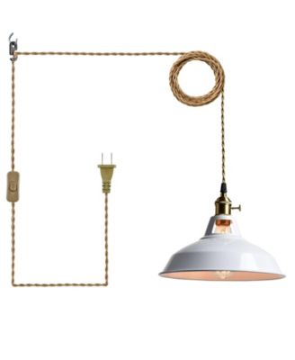 Industrial Plug-in Pendant Light Barn Shade Adjustable Height