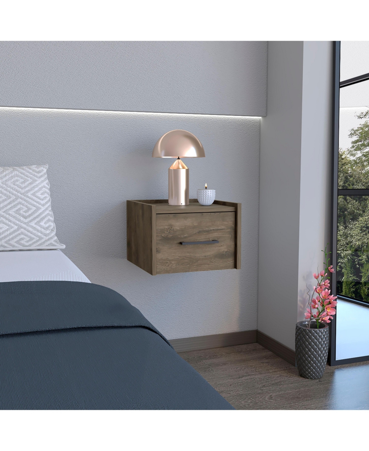 Flynama Floating Nightstand with Drawer Wall Mounted Bedside Table Finish