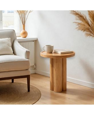 Round Solid Wood End Table