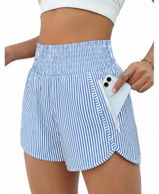 Women High Waisted Athletic Shorts Quick Dry Zipper Pocket Double Layer
