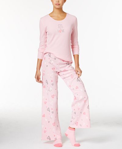 Hue Thermal Pajama Set with Socks