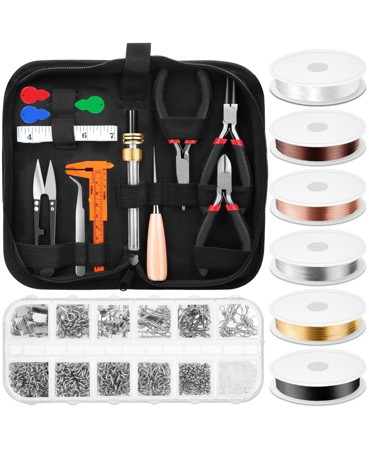 Aeelike Jewelry Making Repair Kit With Craft Pliers Beading Wire Findings Tools