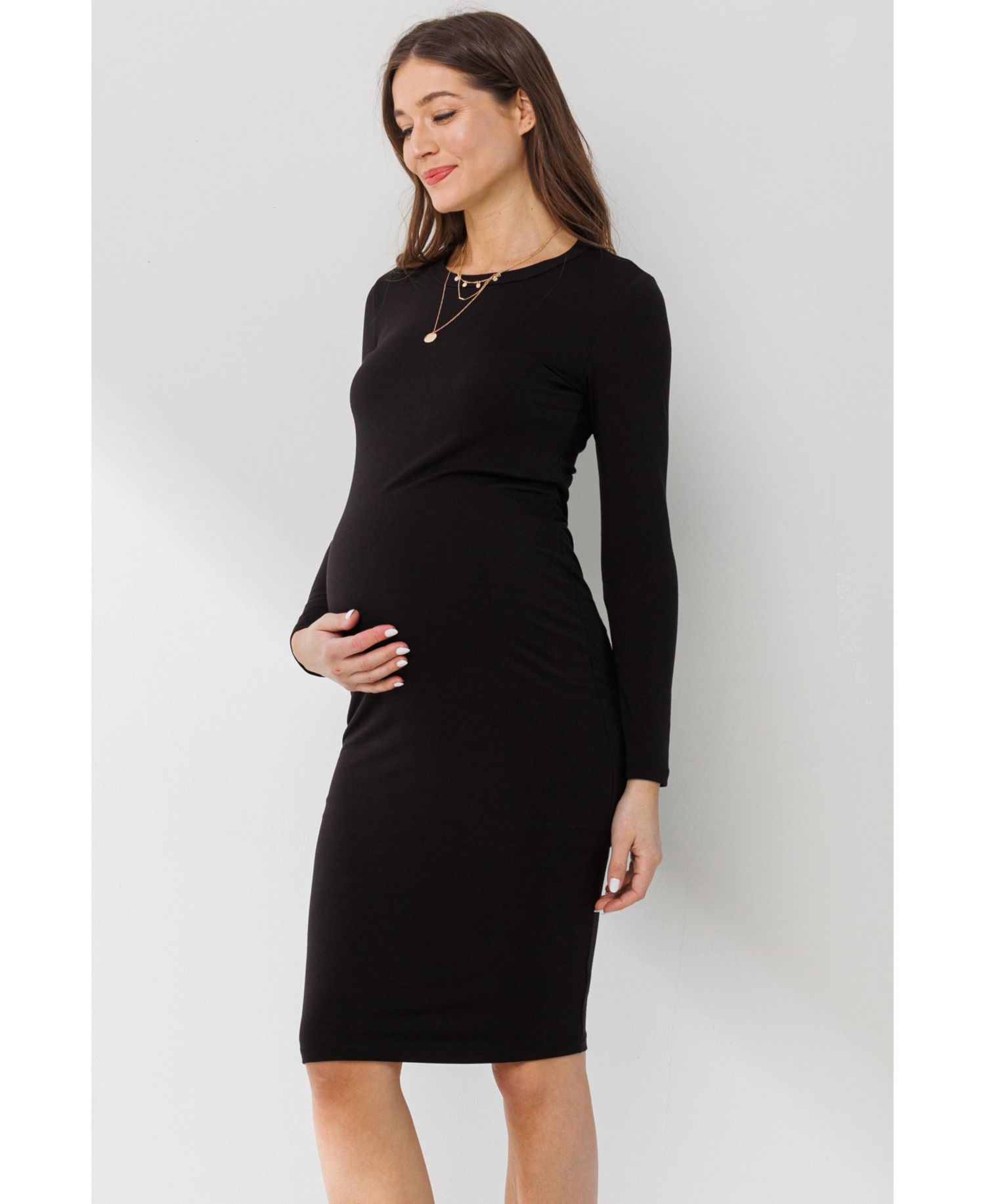 Maternity Long-Sleeve Bodycon Midi Dress