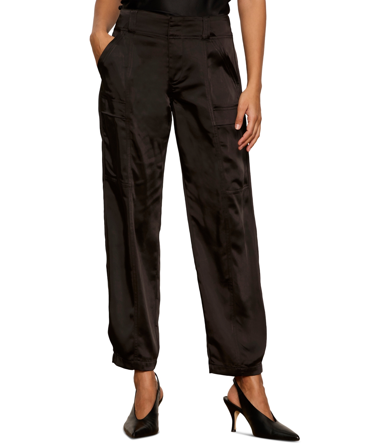 Sanctuary Women's Sphere Satin Straight Mid-Rise Pants