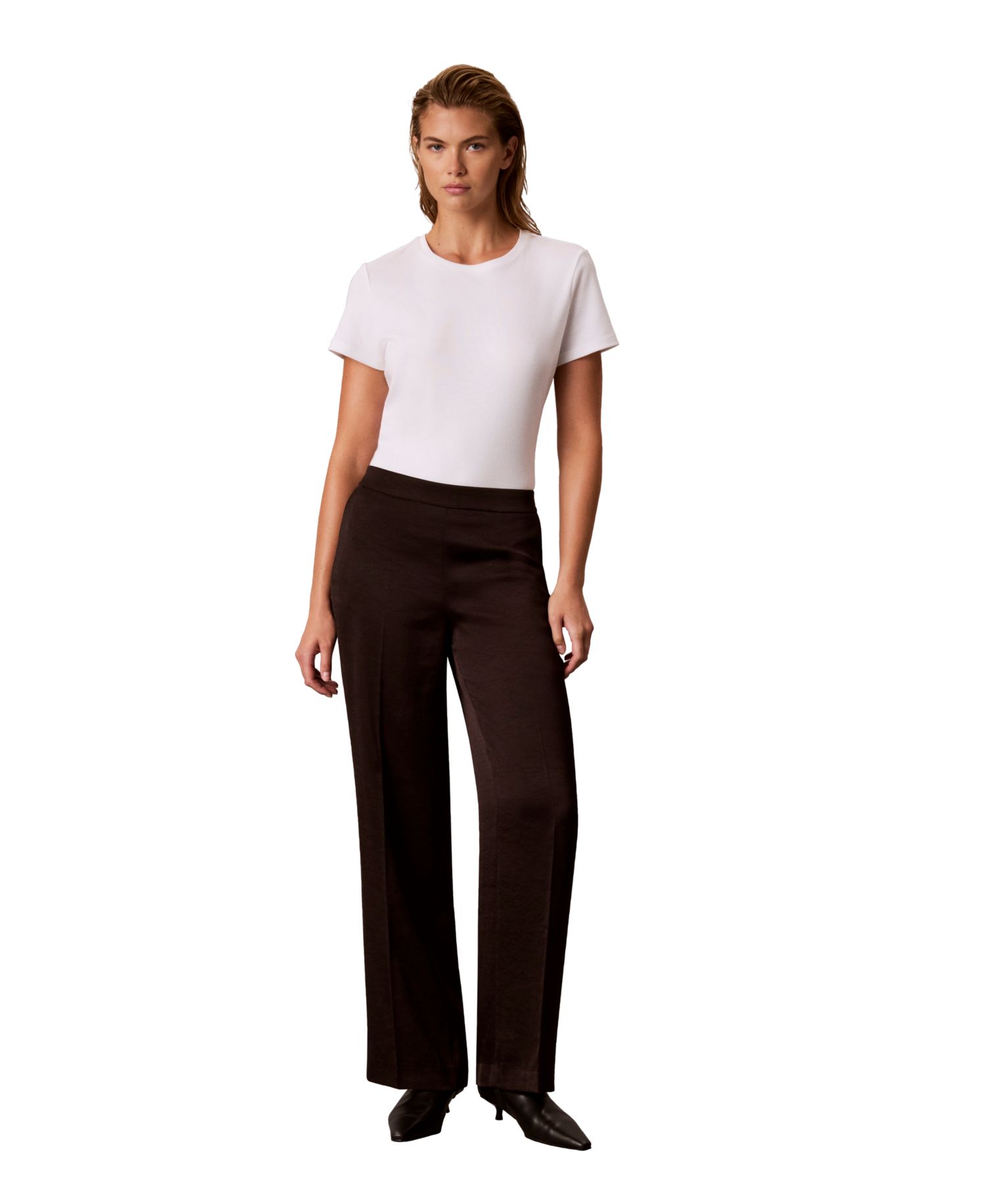 Women's Pull-On Wide-Leg Satin Pants