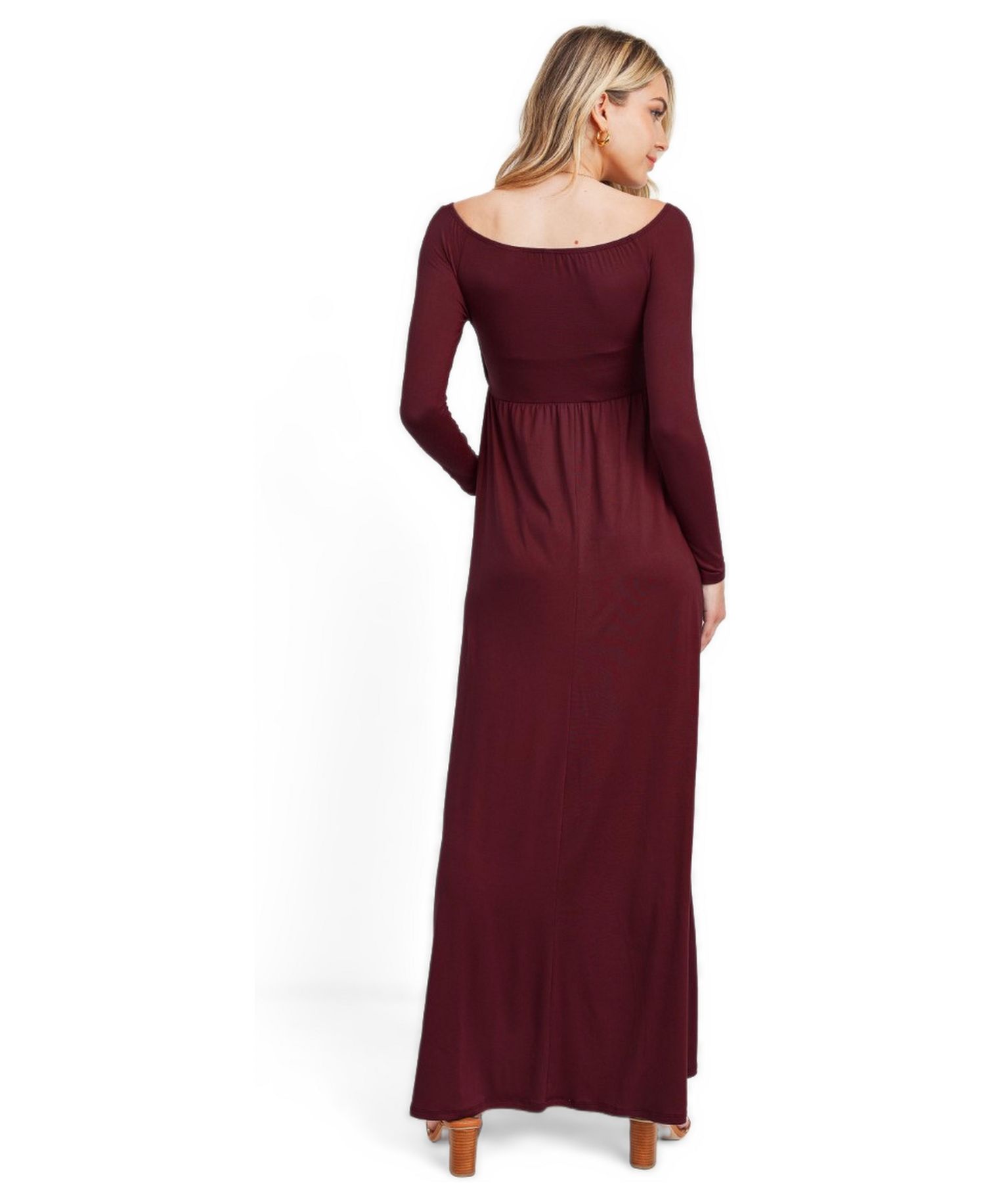 Maternity Off-the-Shoulder Long-Sleeve Maxi Dress