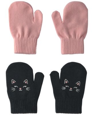 Toddler Girls' 2T-4T Cat Gripper Mittens, 2-Pack