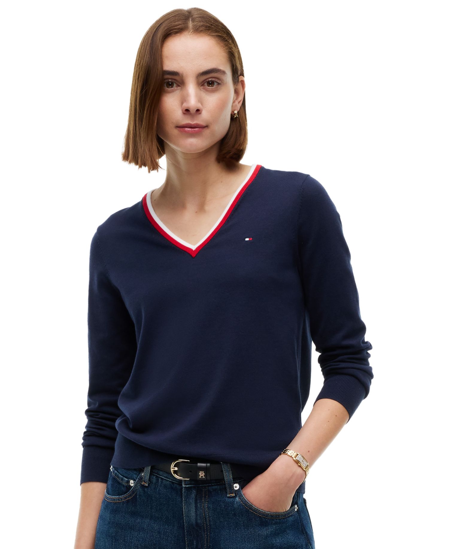 Women's V-Neck Long-Sleeve Sweater