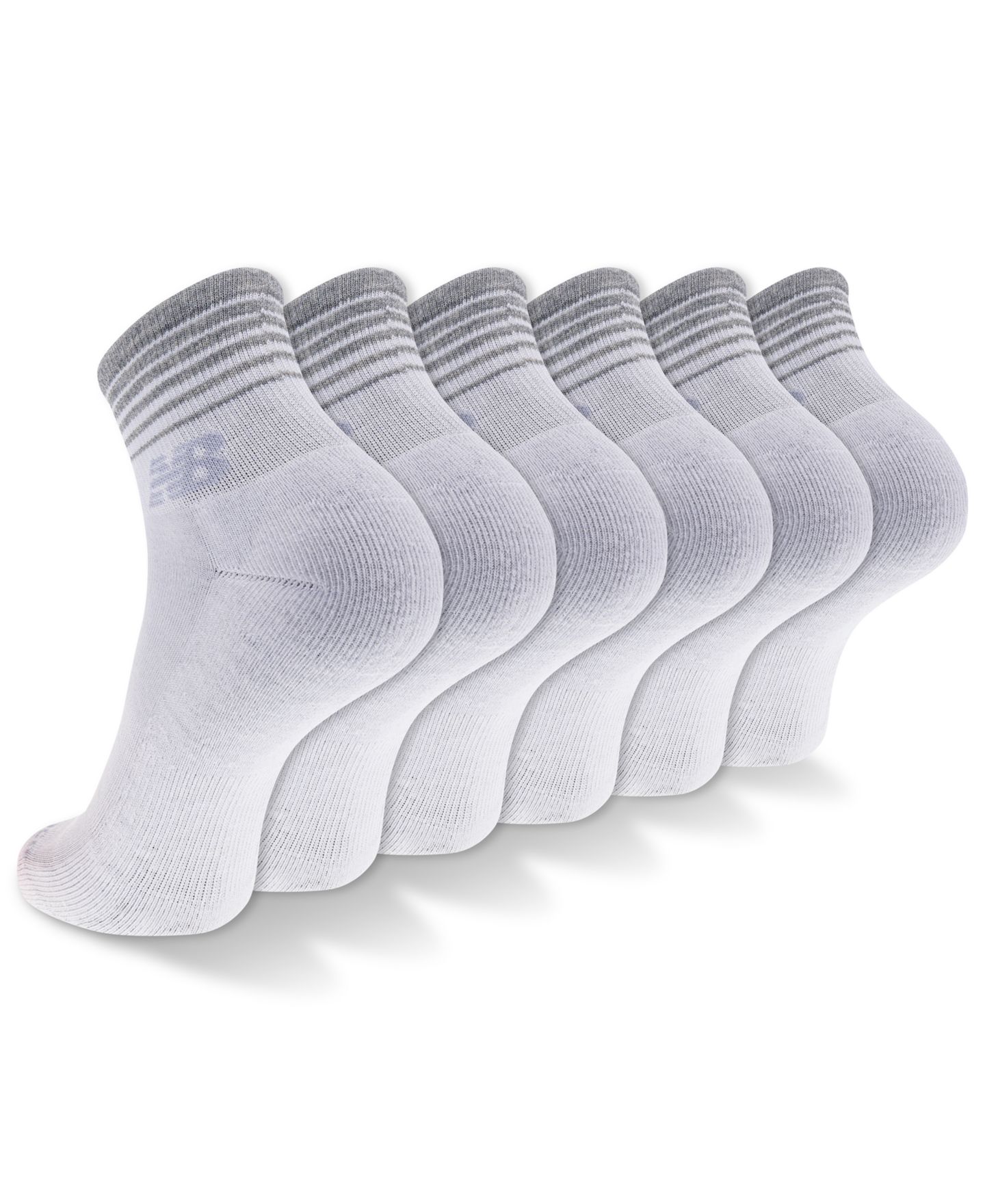 Мужские эластичные трикотажные носки New Balance Cushioned Quarter, набор из 6 пар, цвет: Белый — фото 3
