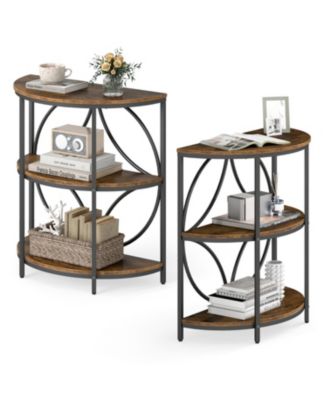 Narrow Side Table with Study Metal Frame and Storage Shelves
