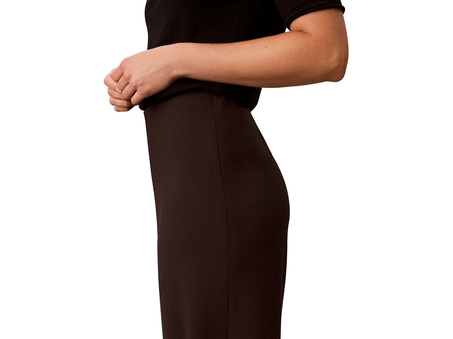 Женские брюки Calvin Klein Petite Hollywood Waist High-Waisted Wide-Leg Pull-On, цвет: Тёмный кофейный — фото 6