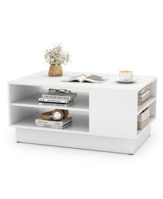Modern Coffee Table with 2 Tier Open Storage Shelves