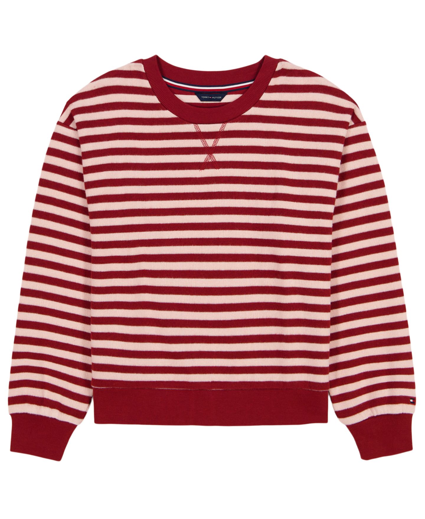 Толстовка Tommy Hilfiger Feeder Stripe Crewneck для девочек, цвет: Мерло — фото 1