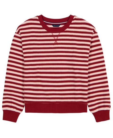Толстовка Tommy Hilfiger Feeder Stripe Crewneck для девочек, цвет: Мерло