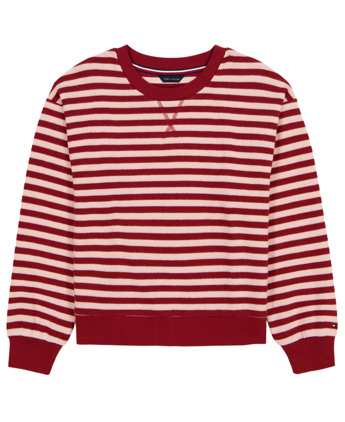 Tommy Hilfiger Girls' 4-16 Feeder Stripe Long-Sleeve Crewneck Sweatshirt