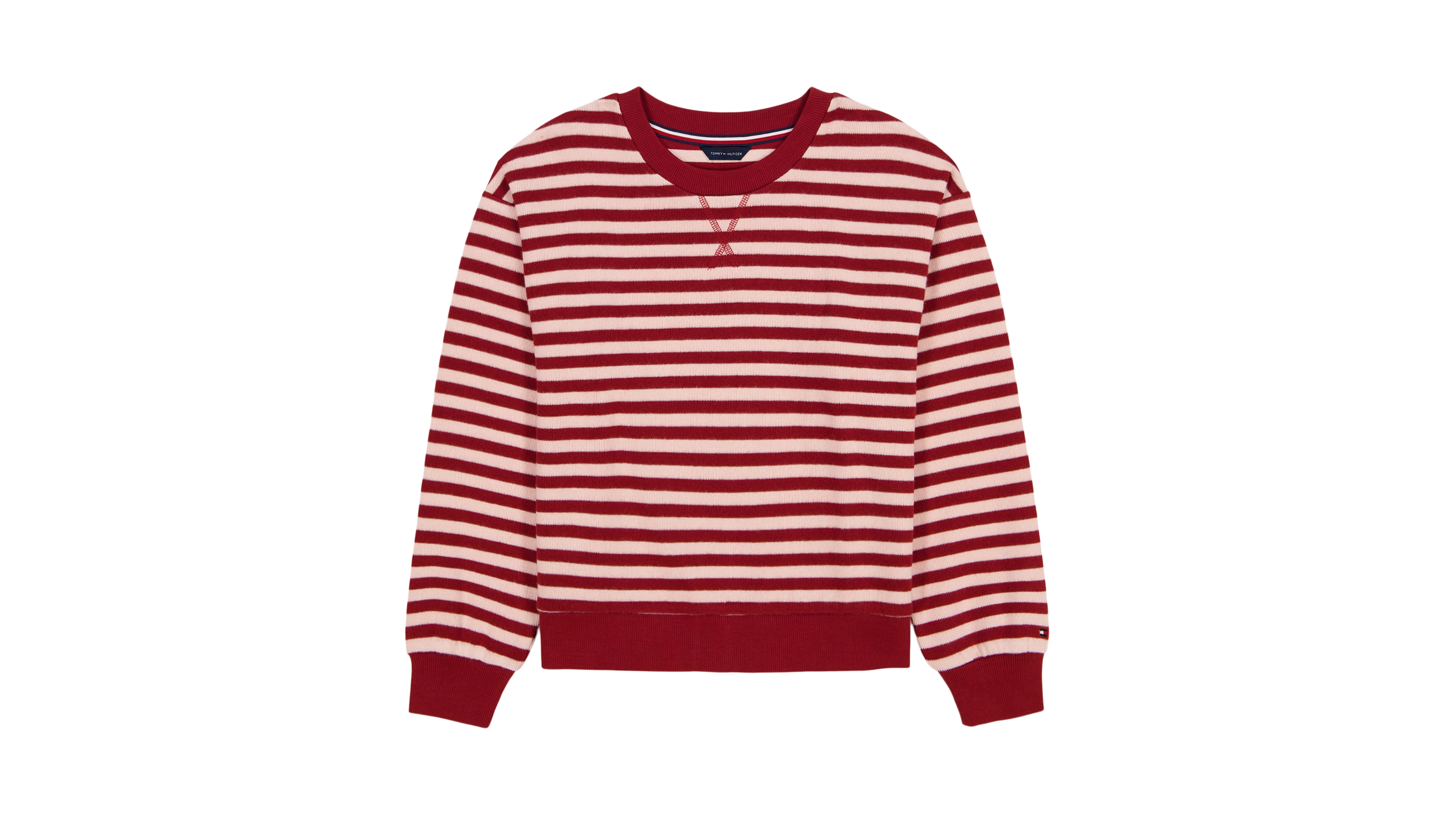 Tommy Hilfiger Girls' 4-16 Feeder Stripe Long-Sleeve Crewneck Sweatshirt