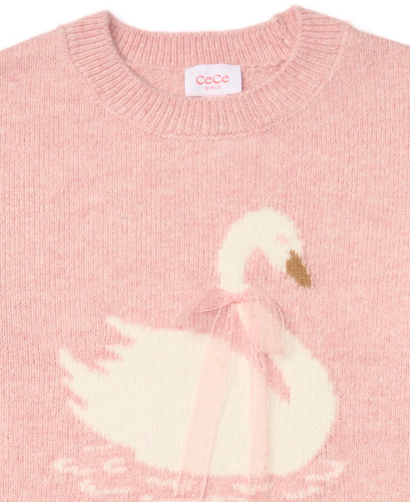 Свитер CeCe Swan Intarsia Long-Sleeve Pullover для девочек, цвет: Мягкий розовый — фото 7