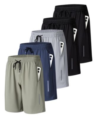 Mens Athletic Gym Workout Shorts Quick Dry Zipper Pockets Running Basketball