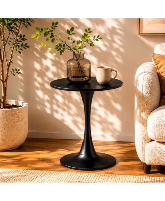 Round Modern 24-Inch MDF and Iron Dining or Coffee Table for Small Spaces