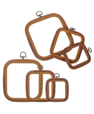 9 Embroidery Hoop Set Imitated Wood Decorative Frames Multi Size Craft Hoops