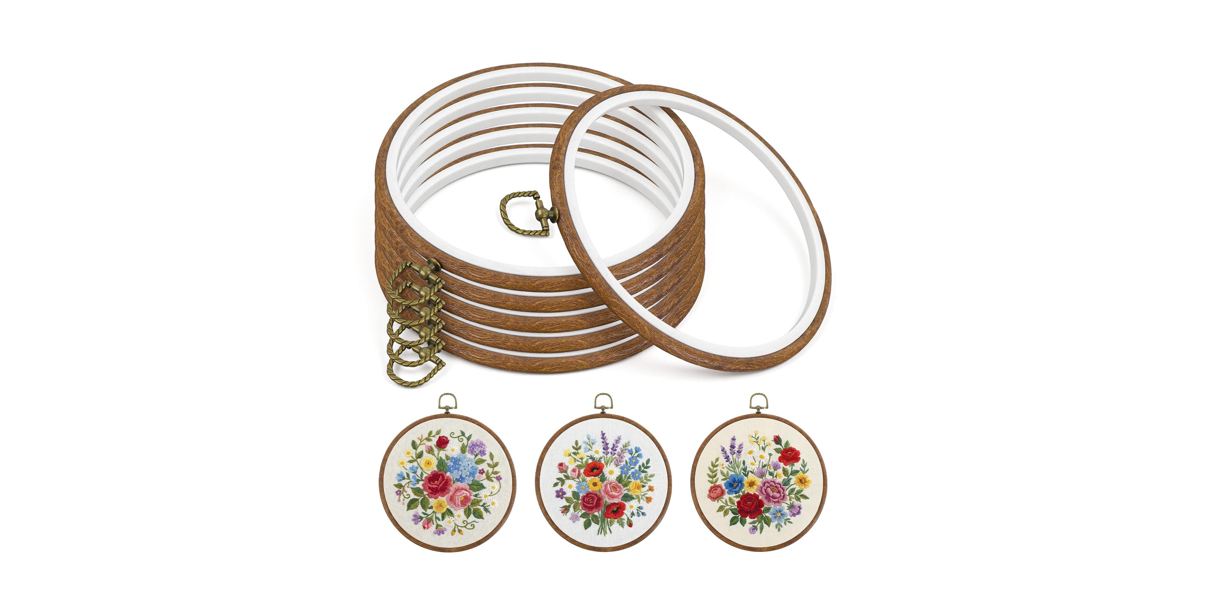 Aeelike 7 Inch Embroidery Hoops Bulk Plastic Cross Stitch Frames For Art Craft Sewing Decorations