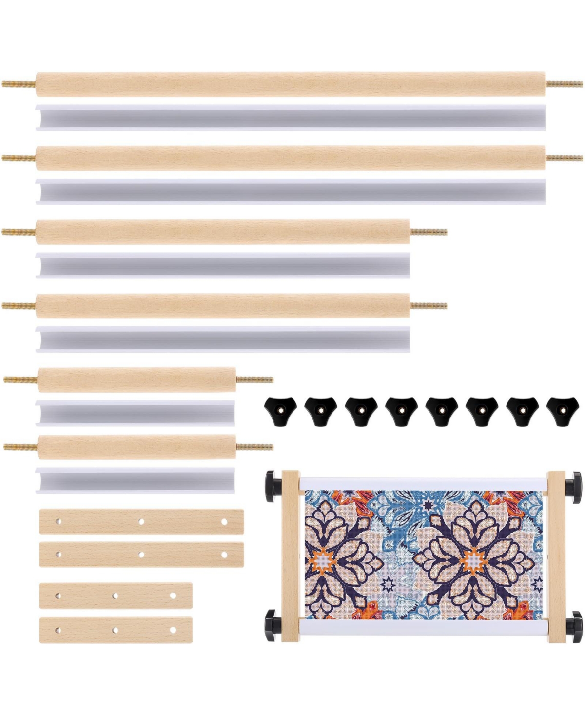 Aeelike Beech Hardwood Cross Stitch Scroll Frame Set With Plastic Clamps For Sewing Projects