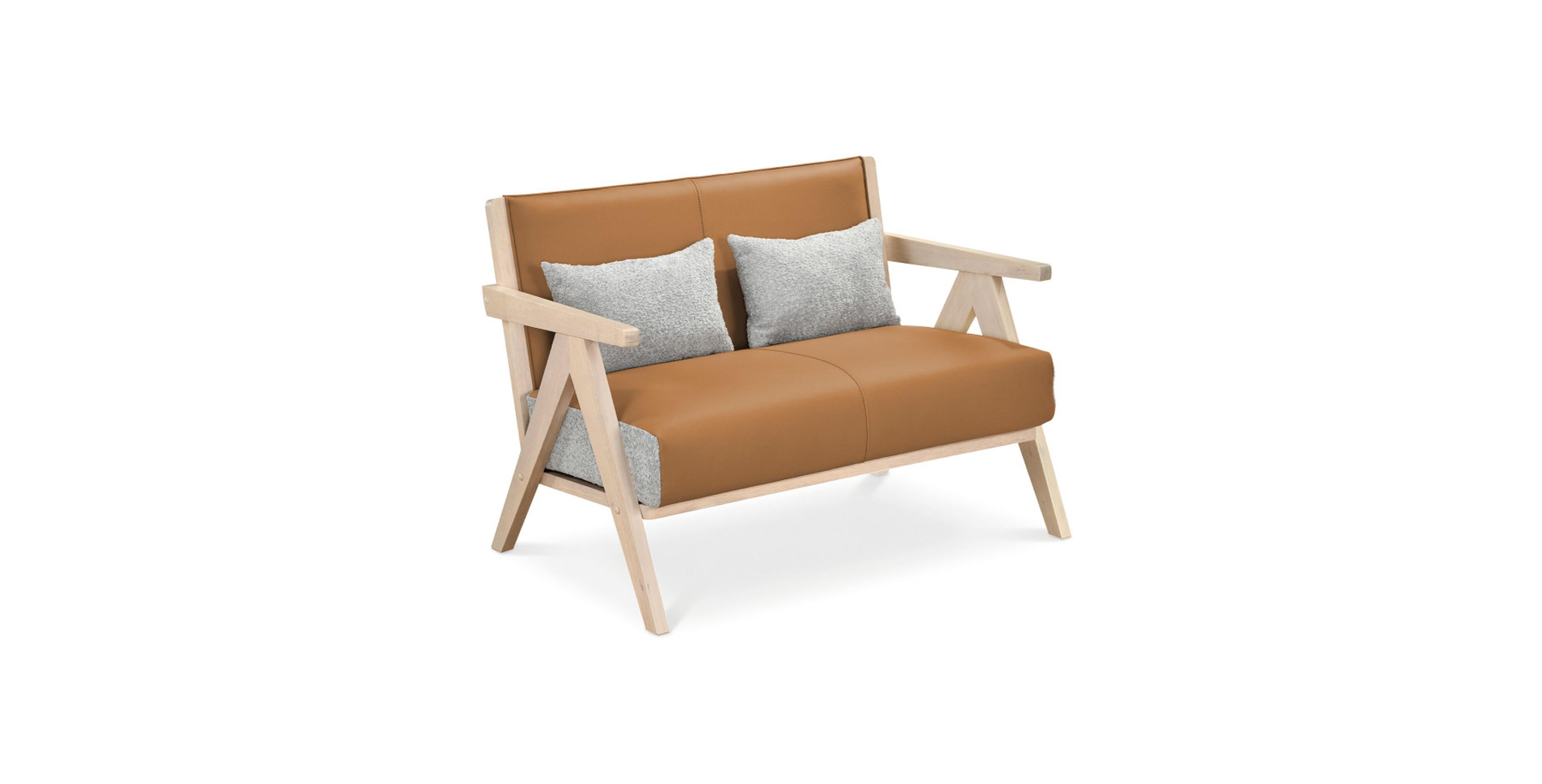 Gouun 43-Inch Compact Loveseat and Solid Rubber Wood Frame