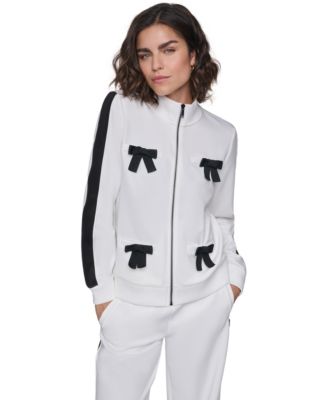 Women's 3D Bow Mock-Neck Zipper Jacket