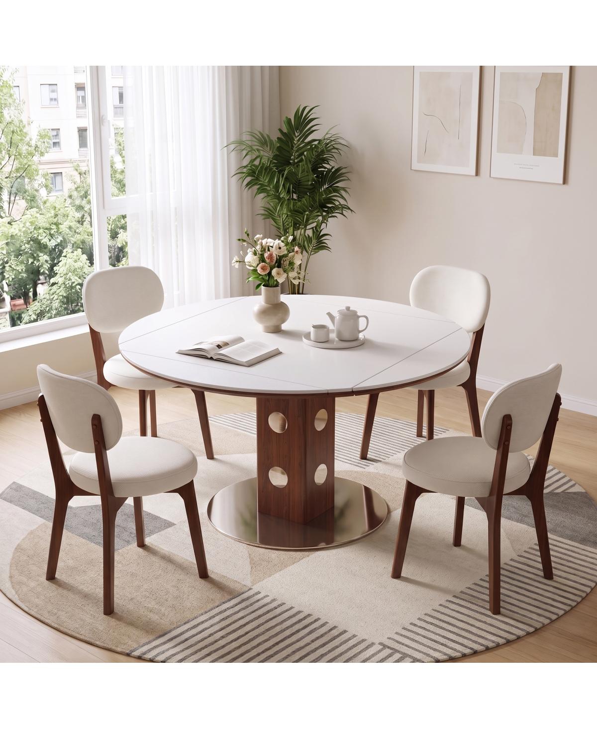Streamdale Furniture 47.2" Sintered Stone Dining Table Set with 4 Upholstered Chairs