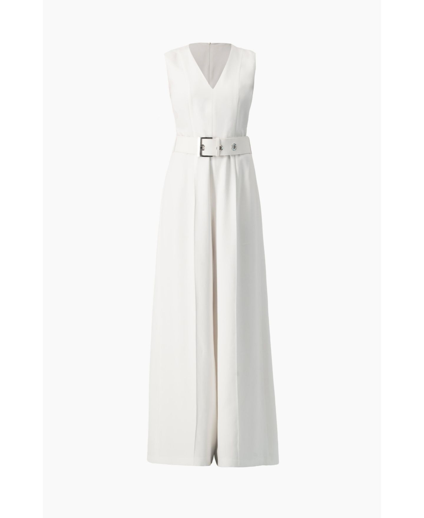 Женский комбинезон Ivonne Clean V-Neck Buckle-Belt Wide-Leg Tailored Jumpsuit, цвет: Белый — фото 5