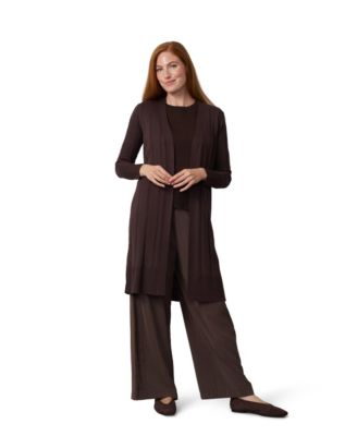 Women's Cable-Knit Longline Open-Front Duster Cardigan