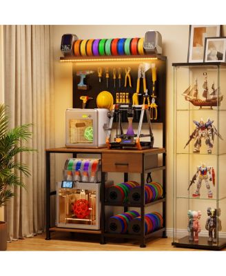 3D Printer Stand with Filament Storage, Charging Station and LED Lights