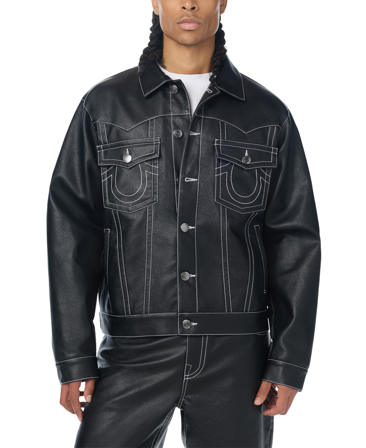 True Religion Men's Oversized Faux Leather Jimmy Jacket - Jet Black