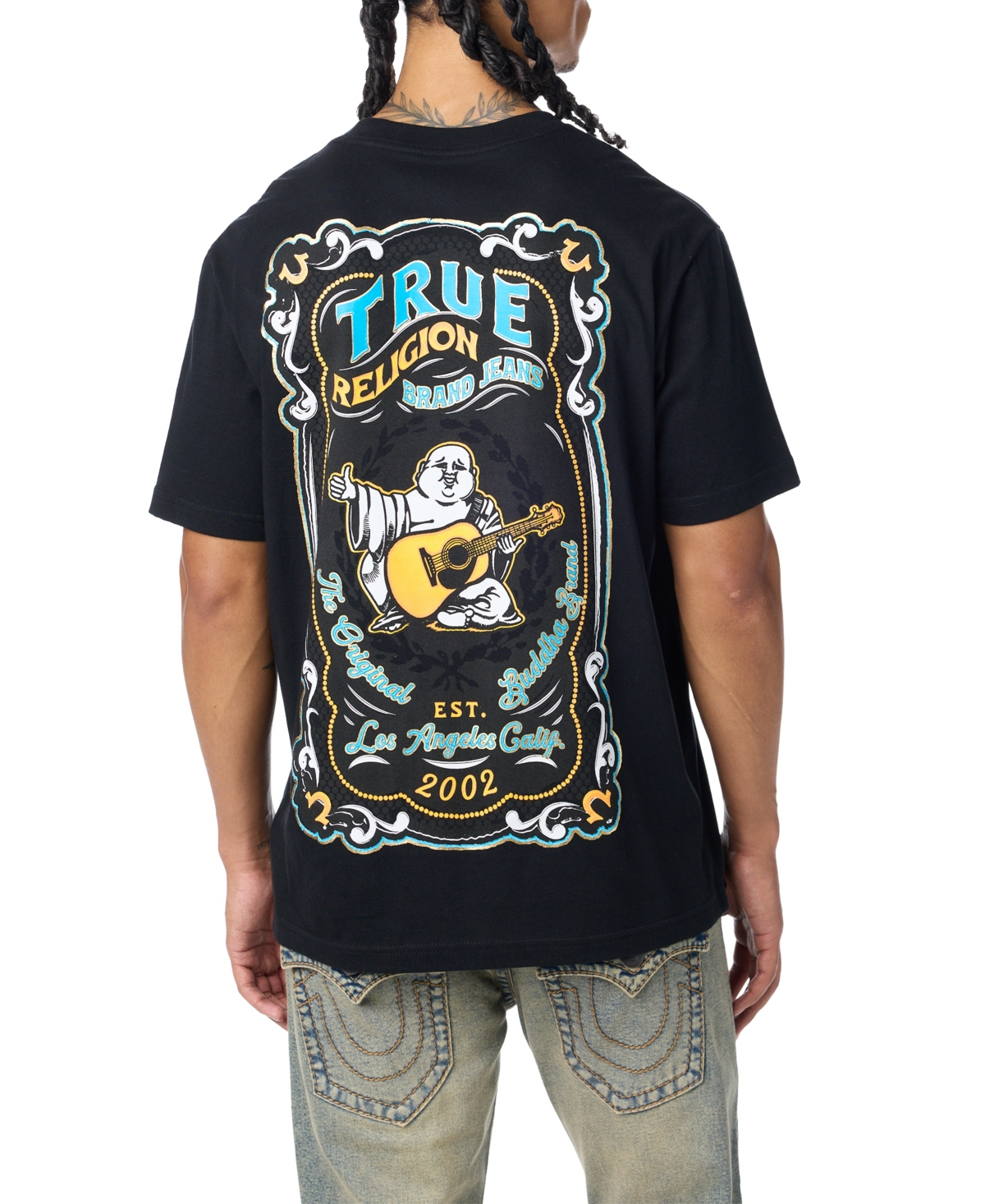 True Religion Men's Buddha Motif Graphic Embroidered T-Shirt