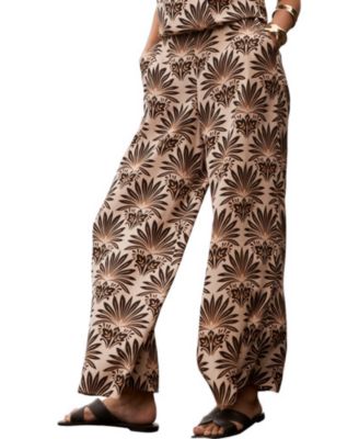 Women's Satin Geo Print Wide Leg Trousers