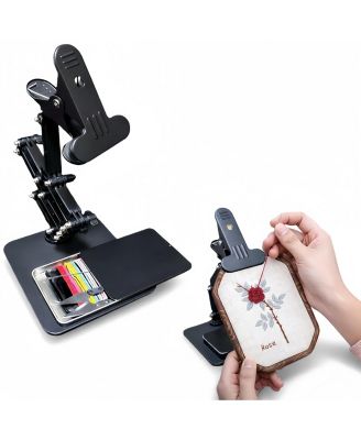 Adjustable Embroidery Hoop Stand Hands Free Cross Stitch Holder With Organizer