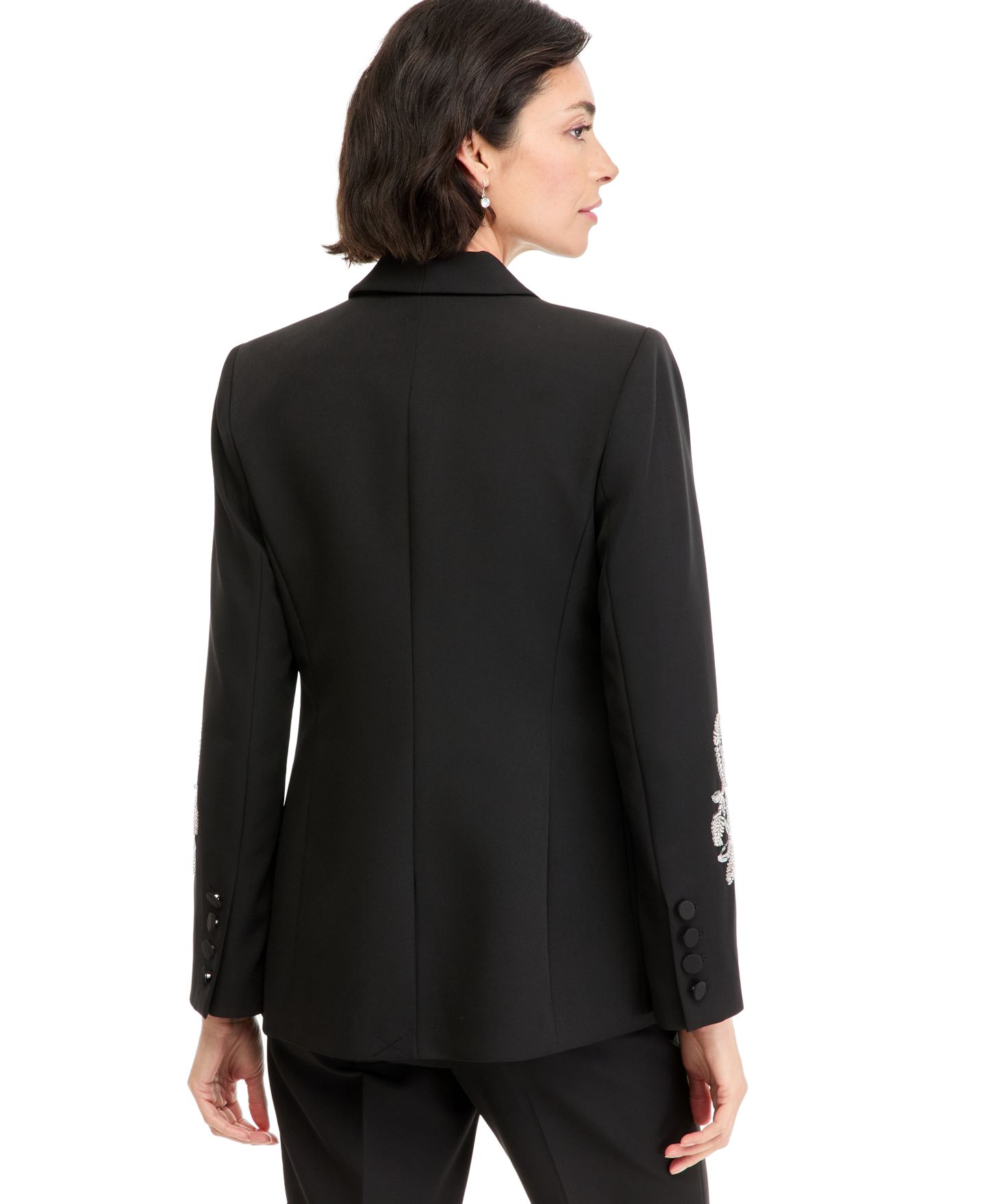 Женский пиджак Tahari Petite Sequin-Embellished Long-Sleeve Blazer, цвет: Чёрный — фото 4