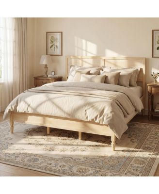King Size Wood Platform Bed Frame with Headboard
