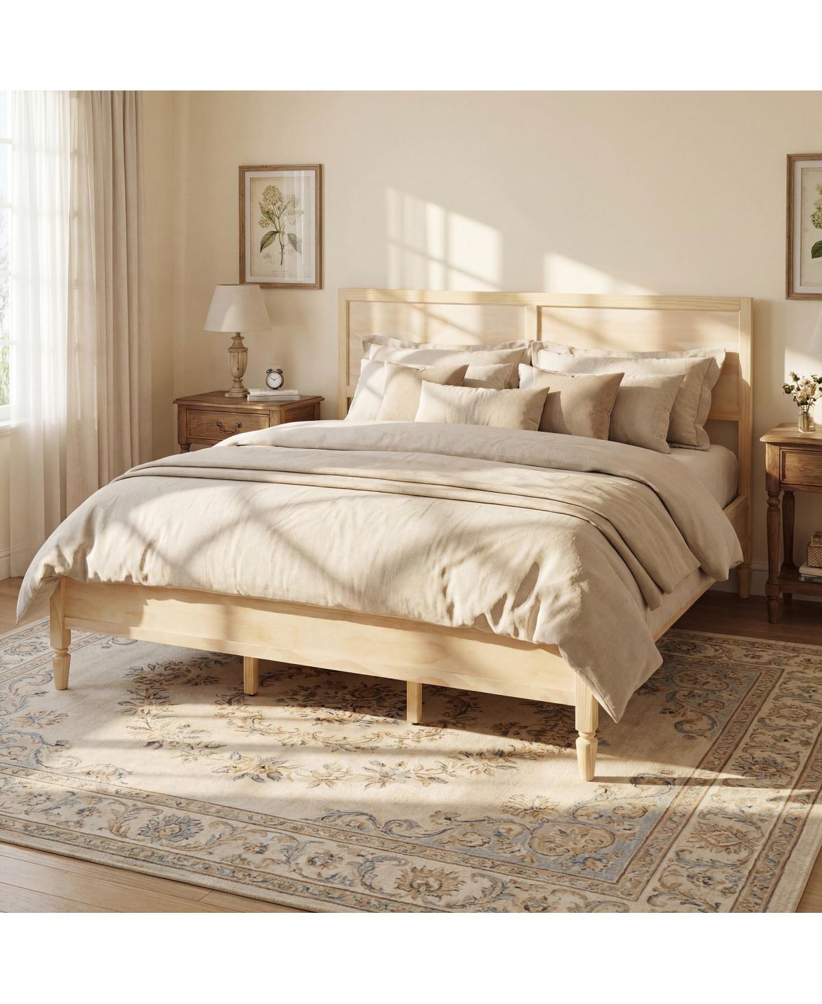 Streamdale Furniture King Size Wood Platform Bed Frame with Headboard
